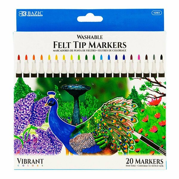 Roomfactory Felt Tip Washable Markers, Assorted Color - Set of 20 RO3321436